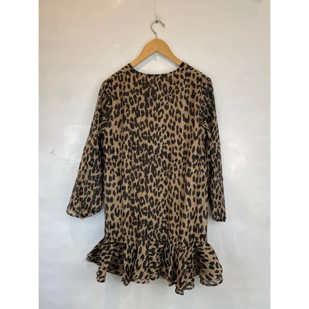 Baum Und Pferdgarten Women's Agnel Dress Leopard Print Size 34 XS Flare Hem NWT - Picture 3 of 7